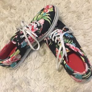 Tropical print floral vans